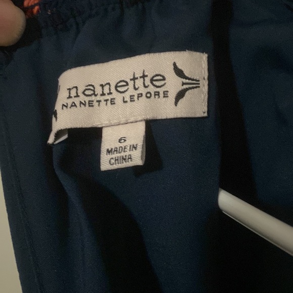 Nanette Lepore navy midi dress with orange/salmon flowers - Picture 3 of 3